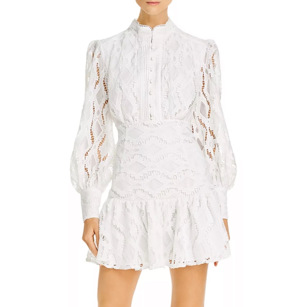 Bardot Remy Lace Long Sleeve Mini Dress Sz S/4